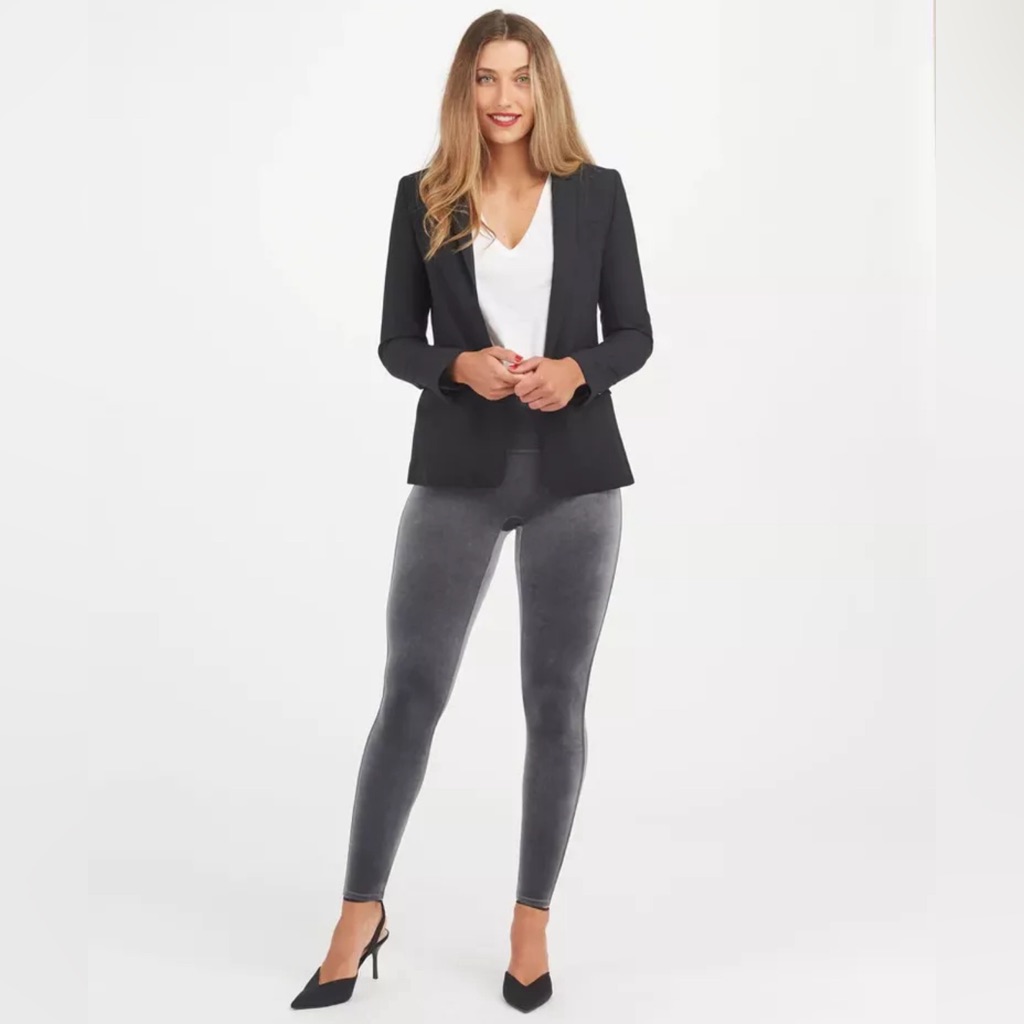 Nwt Spanx Silver Chrome Shiny Velvet Leggings 2070p Size 2x